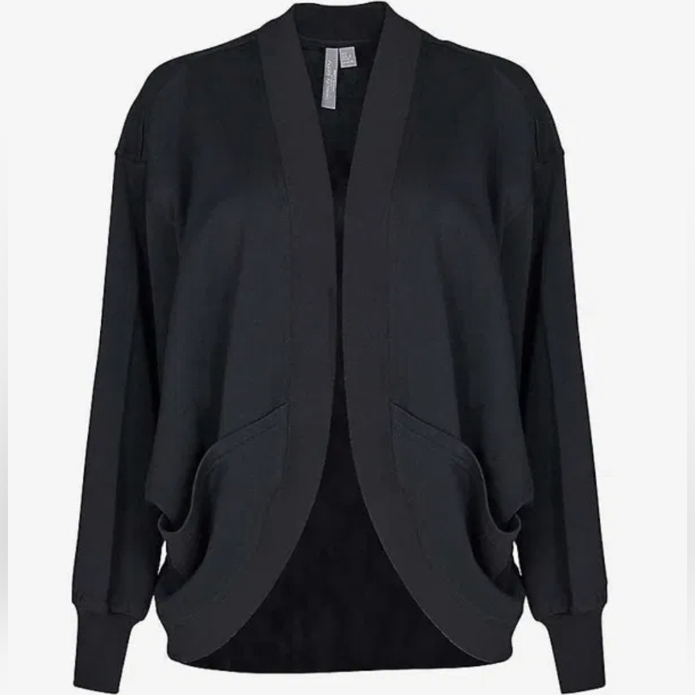 Sweaty Betty Cora Size 6 Oversized Batwing Sleeve Black Organic Cotton Cardigan